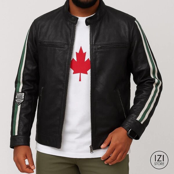 Veste en cuir stylée homme