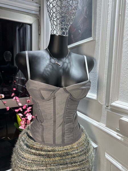 Top bustier élégant gris