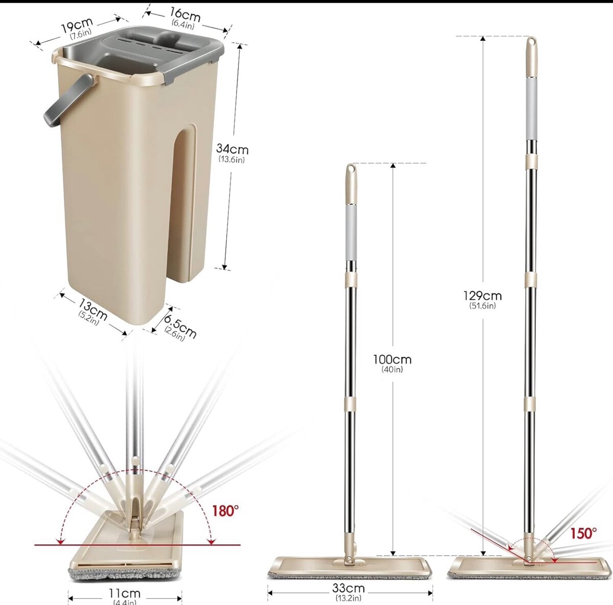 Vadrouille Serpillière Autonettoyant Avec Seau Essorage