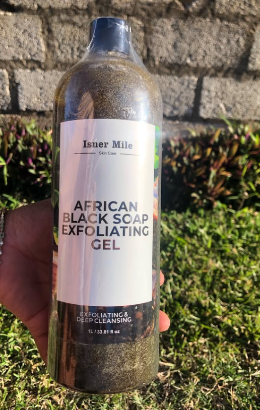 Gentle exfoliation with African Black Soap Exfoliating Gel.