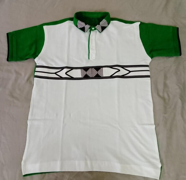 Polo homme élégant vert blanc