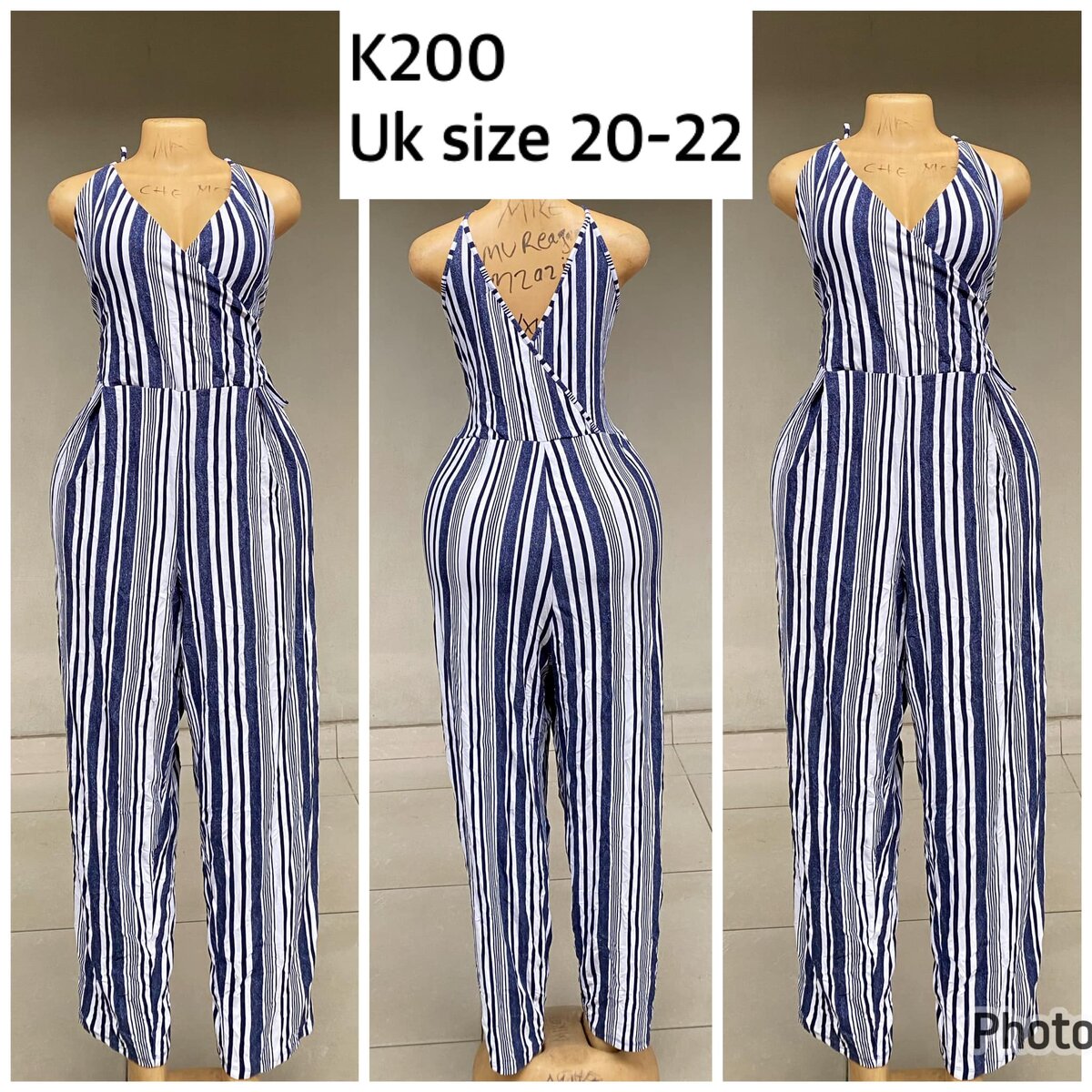 striped jumpsuit blue