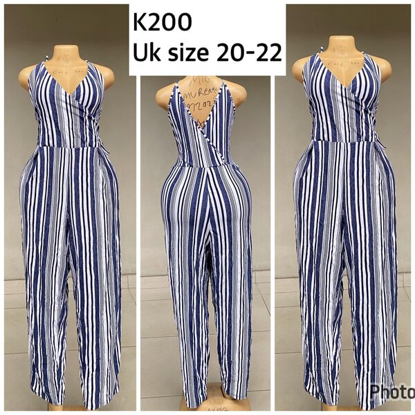 striped jumpsuit blue