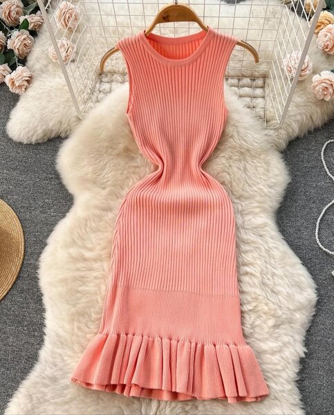 Ladies classy dress peach color
