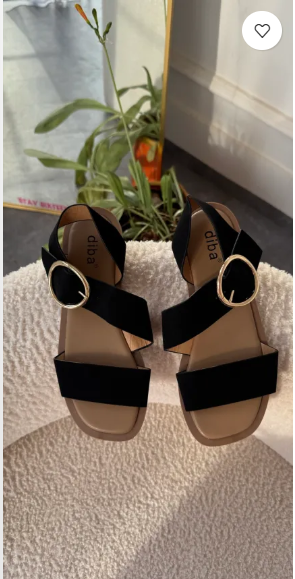 Evelyn Black Buckled Sandal