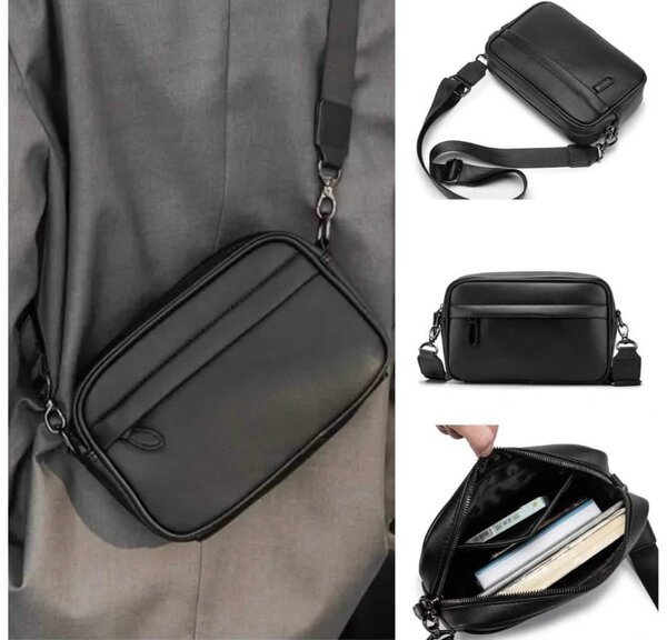 Sacoche Bandoulière Cuir Noir