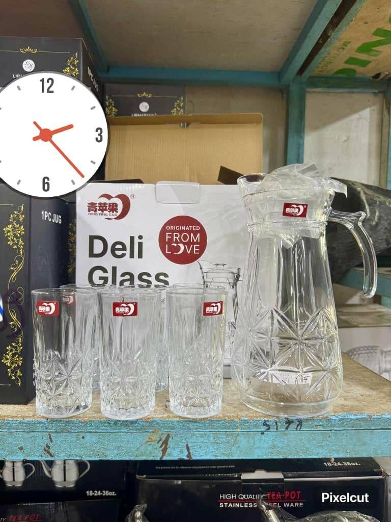 Ensemble Carafe et Verres en Verre