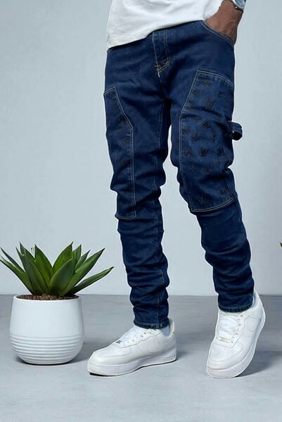 Pantalon cargo bleu homme