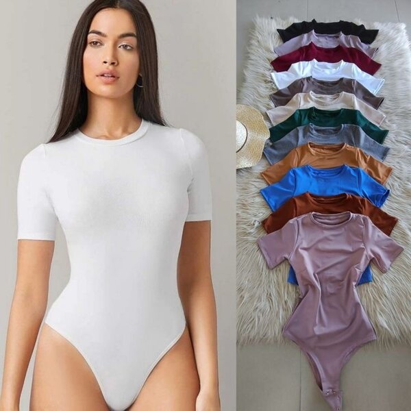 Body ajusté à manches courtes