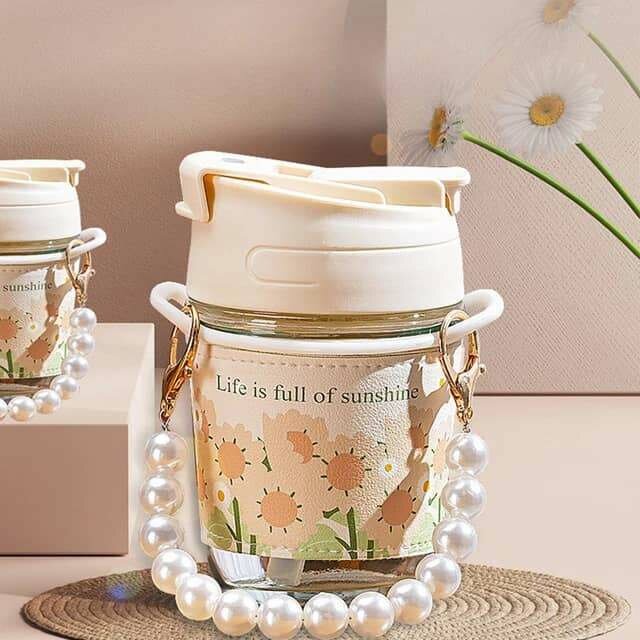 Gourde à fleurs en verre