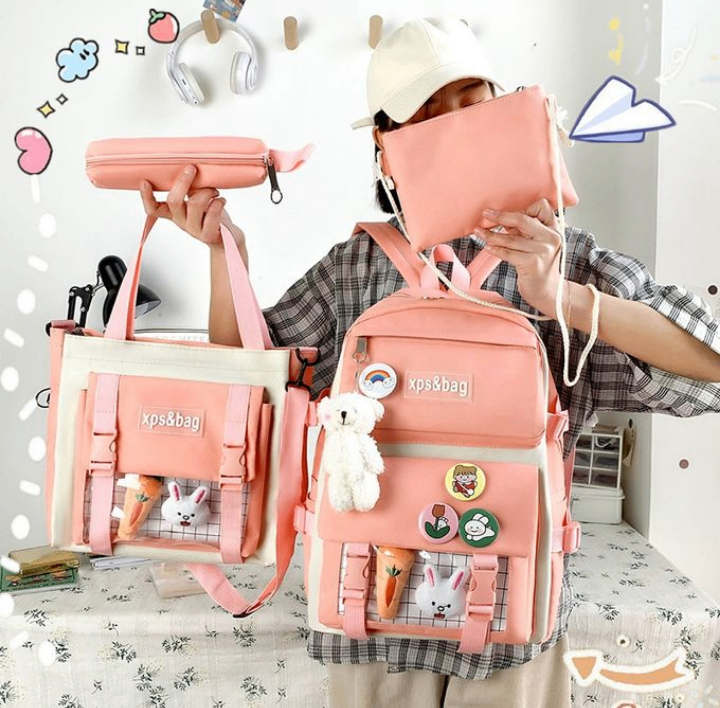 Set Scolaire à Dos Rose