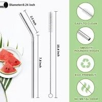 The Best Reusable Straws Steel Straw for Iced Coffee,Cold Drinks, Stainless Steel Straws with Cleaning Brush, Reusable Straws 3 Piece. For children training