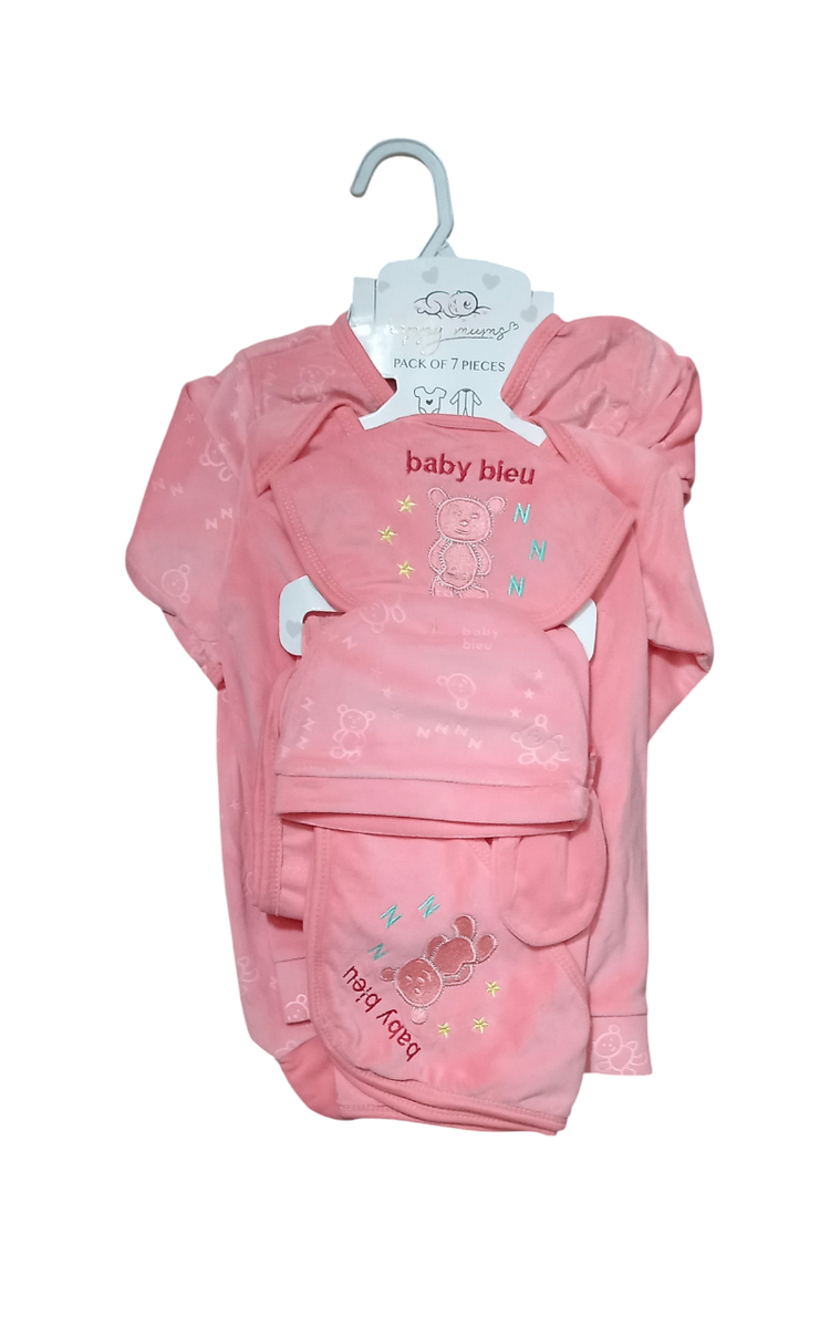 Pack of 7 pcs New born baby Unisex Velvet Starter Set