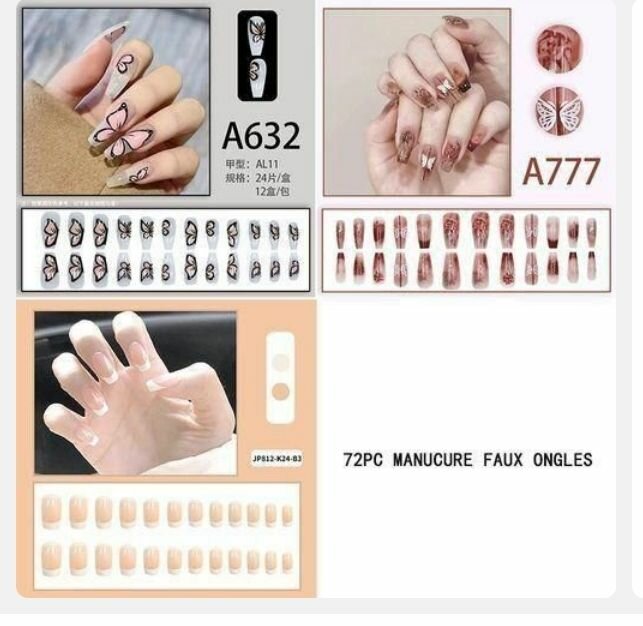 72 ongles avec colle