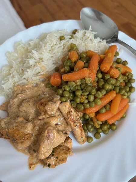 Poulet à la moutarde riz