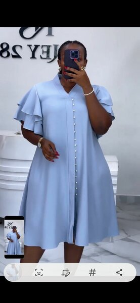 Robe Évasée Bleu avec Volants