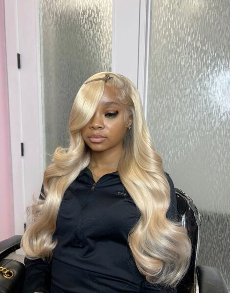 Wig blond 614 straight/ body waves Frontale Lace 13x4
