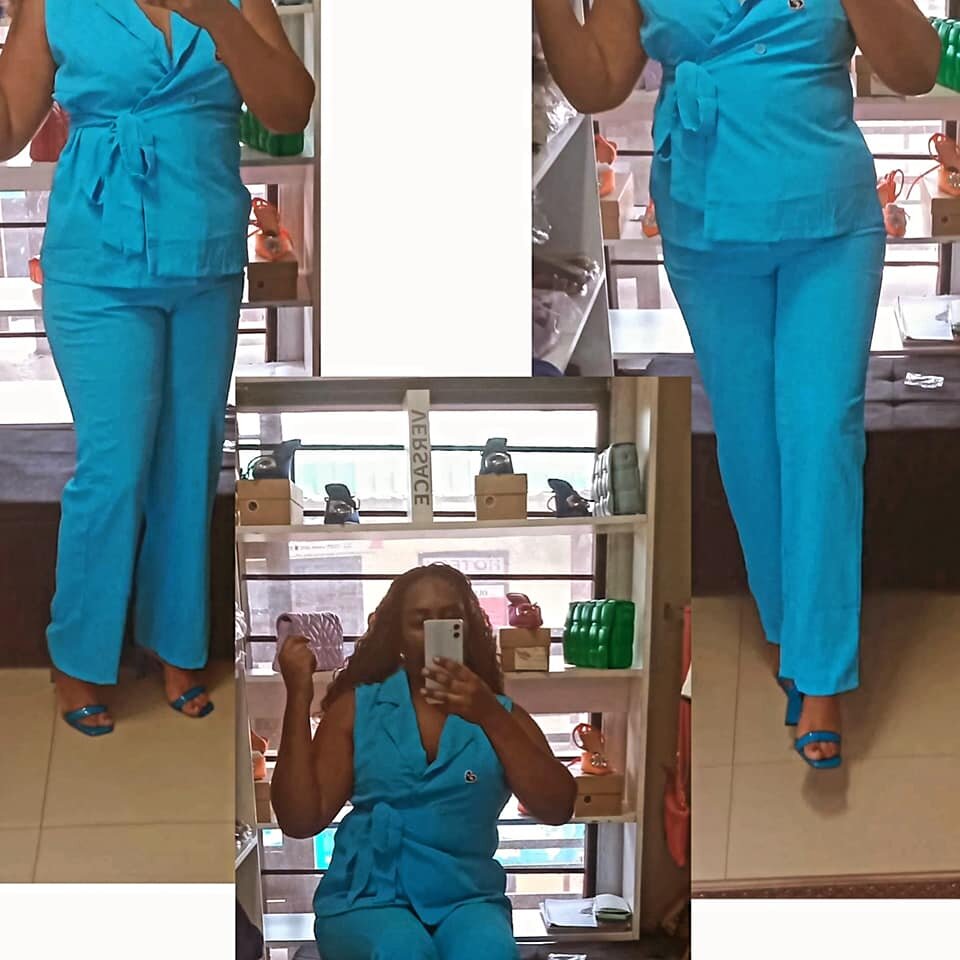 vest and trousers blue