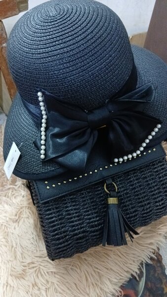 Chapeau et sac noir élégant