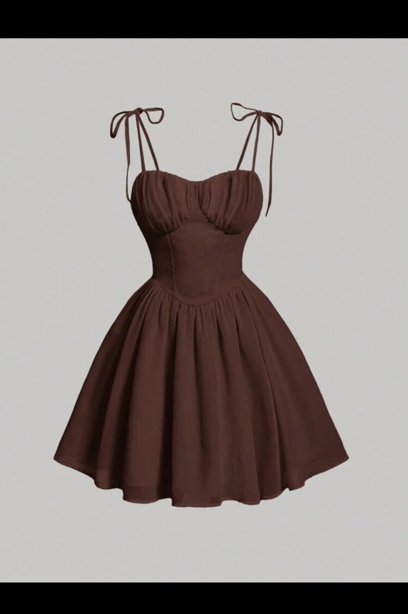 SHEIN MOD Solid Ruched Bust Cami Flared Dress,Sun Dress