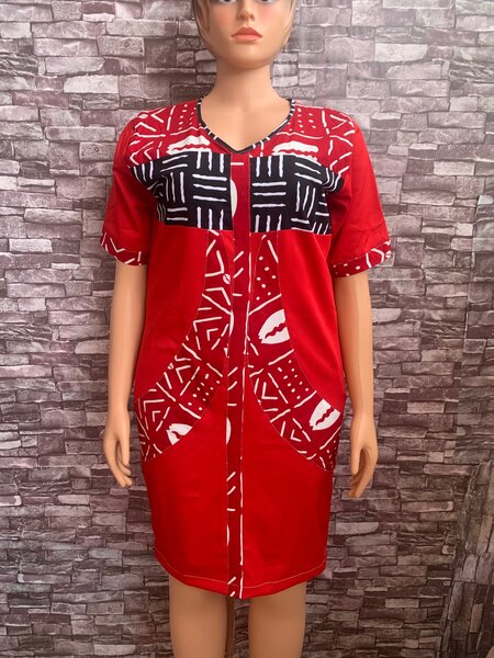 Robe en tissu strech lourd et pagne