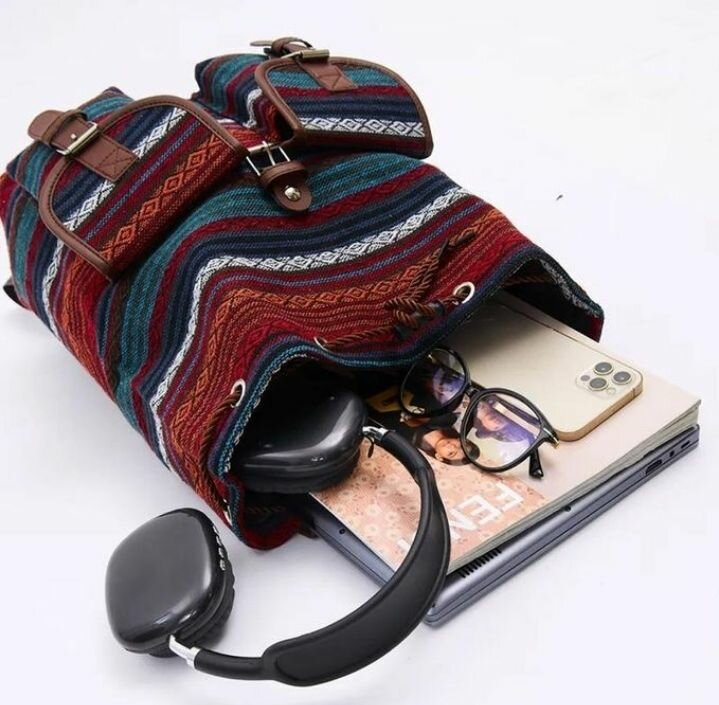 Sac à dos ethnique multicolore