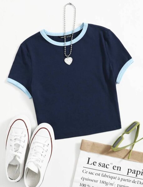 Shein Crop Top In Blue& Pink