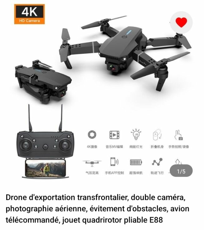 Drone pliable 4K HD avec caméra