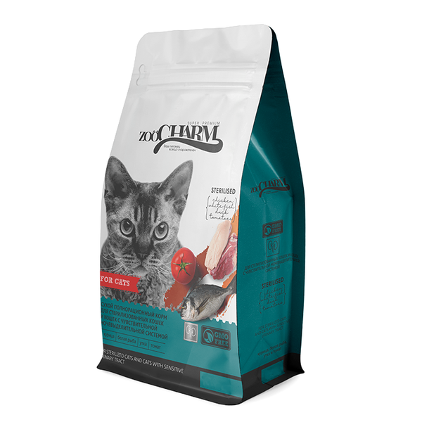 корм ZOOCHARM 8кг для каст. и стерил. Кошек