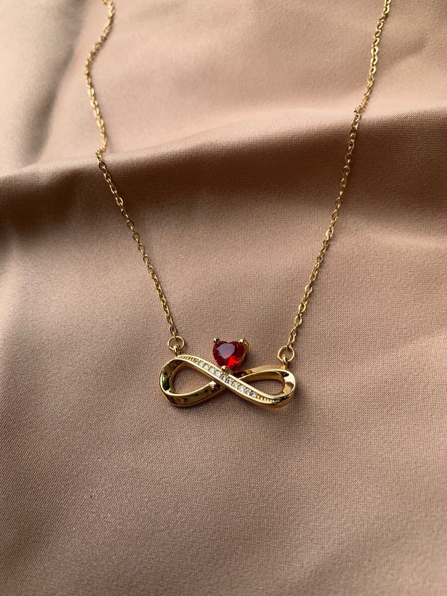Red infinity pendant necklace