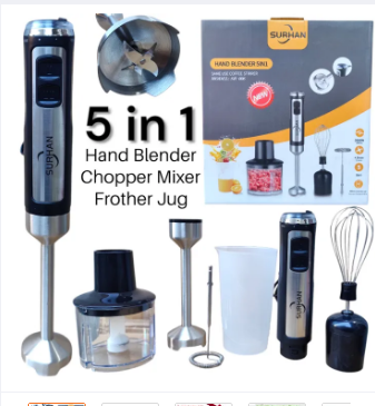 CRONIER / SURHAN / VAVSEE / HOPVISION / Healthomse 5 In 1 Multifunctional Hand Blender Set with Chopper , mixer , milk frother, Jar , Powerful And Efficient Food Blender 800W/1000 watts