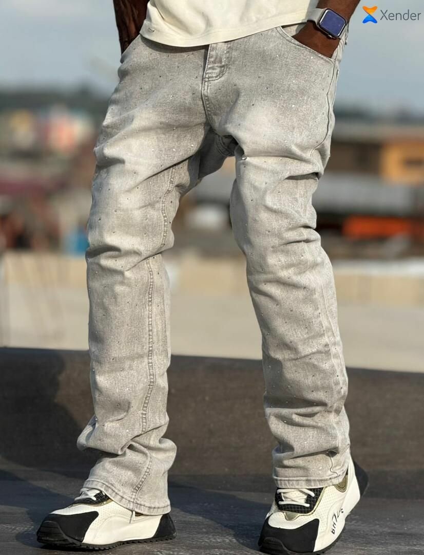 Jeans en denim perlés