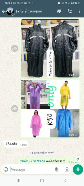Raincoats k50, k100,k175 k235