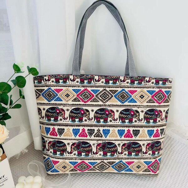 Sac cabas en toile ethnique