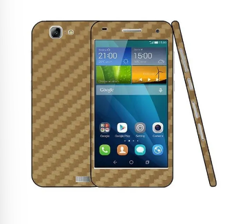 Carbon Fiber Texture Mobile Skin for Huawei Ascend G7 - Golden