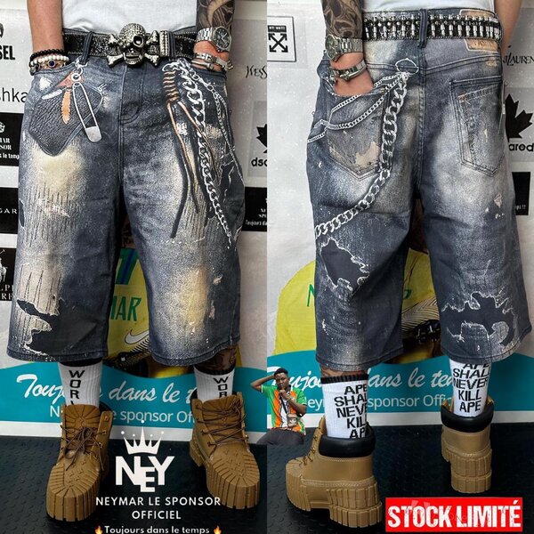 Shorts en jean punk rock
