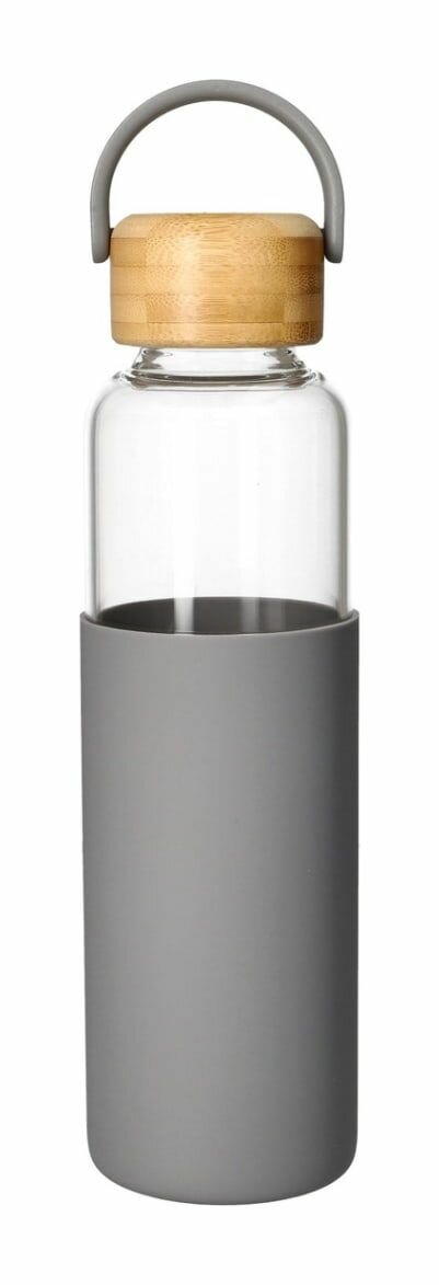 Borosilicate Bottle With Handle & Beach Wood Lid 550ml