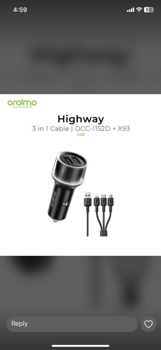 Chargeur Voiture Oraimo 3-en-1