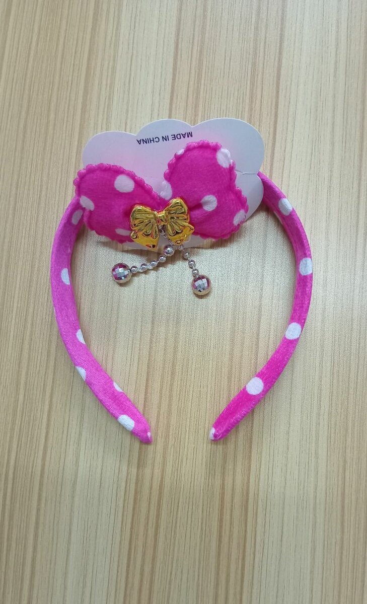 Serre-tête Noeud Pois Rose