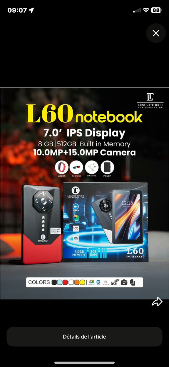 Tablette L60 7" 512GB