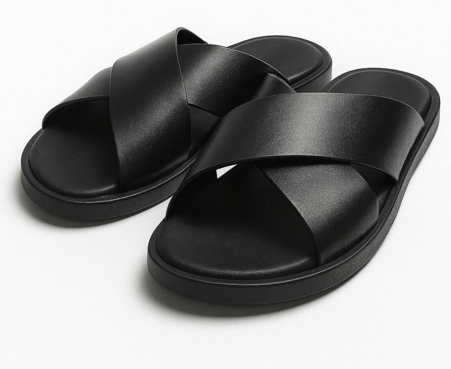 Sandales Noires en Cuir Homme