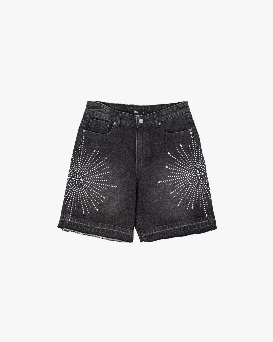 Shorts en jean noir étincelant