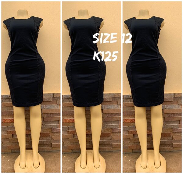 Dress black classic, short, size 12