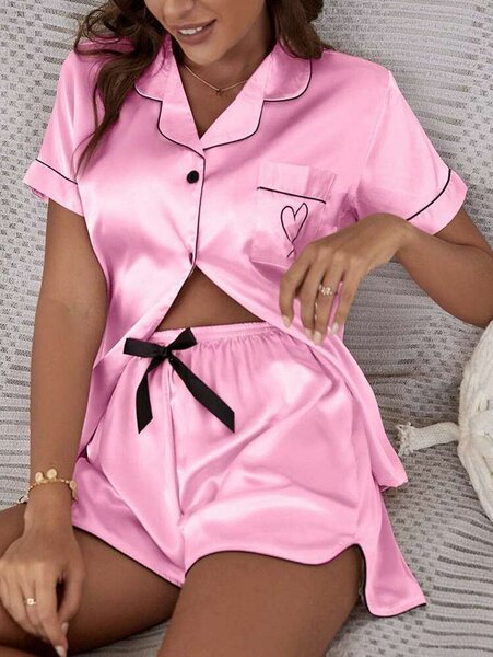Pyjama court en satin femme
