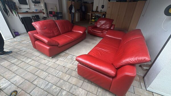 Set de canapé en cuir rouge