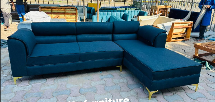 L shape sofa blue
