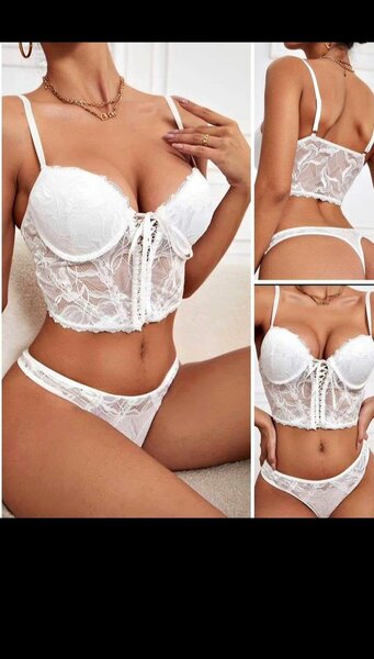Ensemble lingerie dentelle blanc