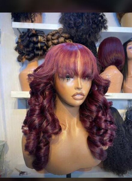16 inches fringe wig(burgandy & black)