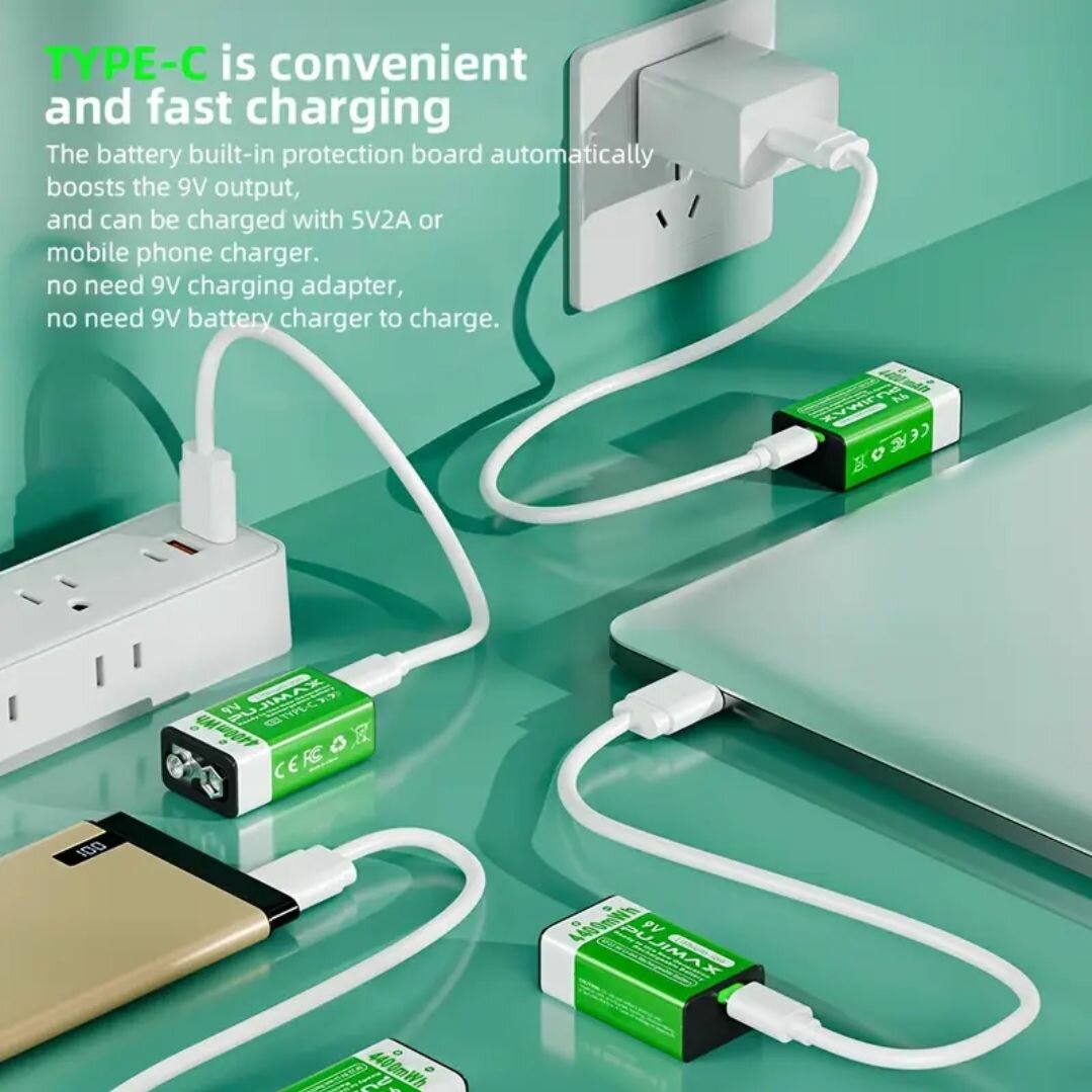 Batterie rechargeable 9V Type-C