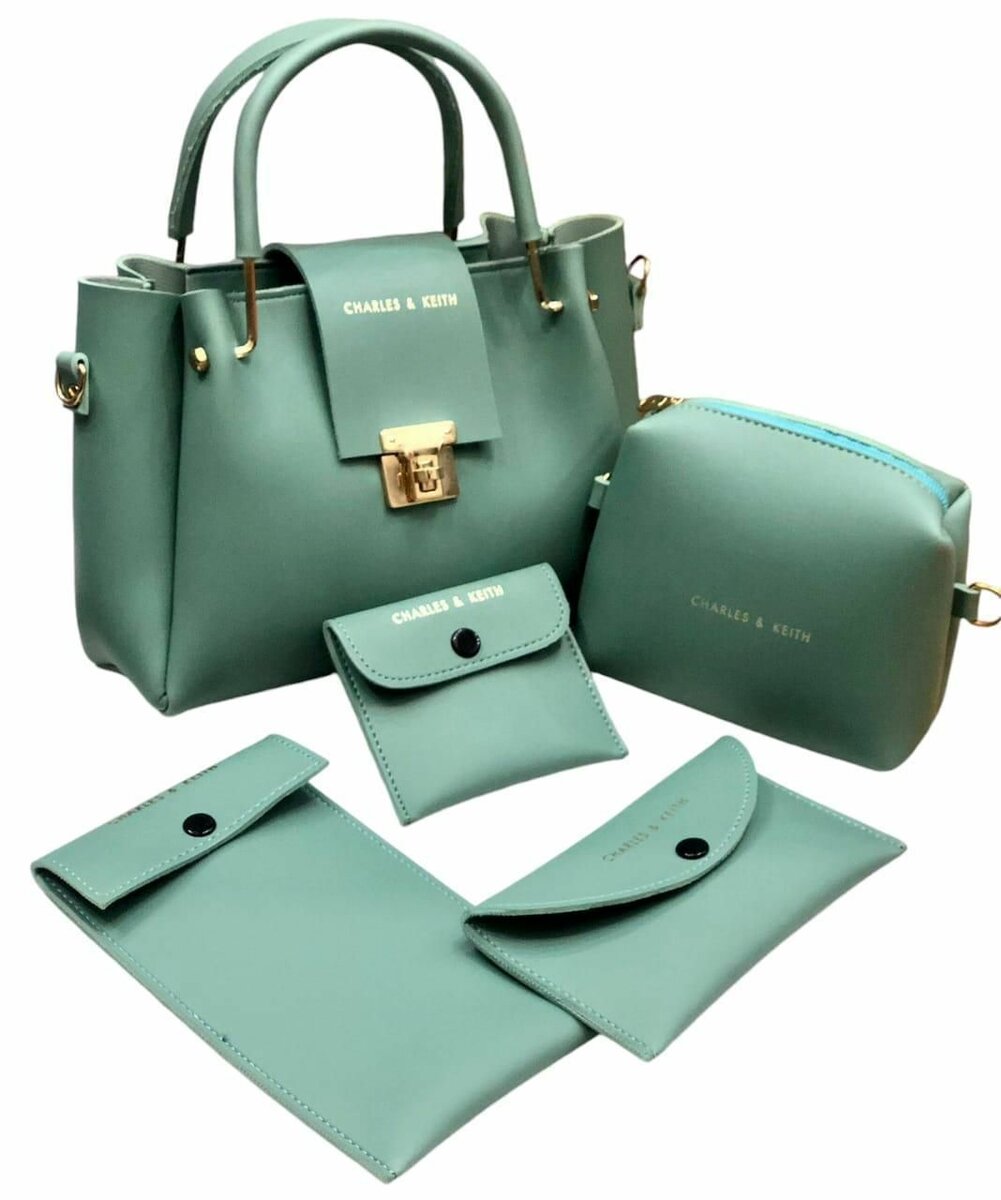 Stylish Women's Faux Leather Hand Bag Set - 5 Pcs
